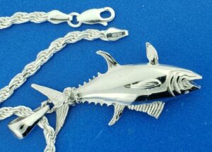 sterling silver 3d tuna pendant