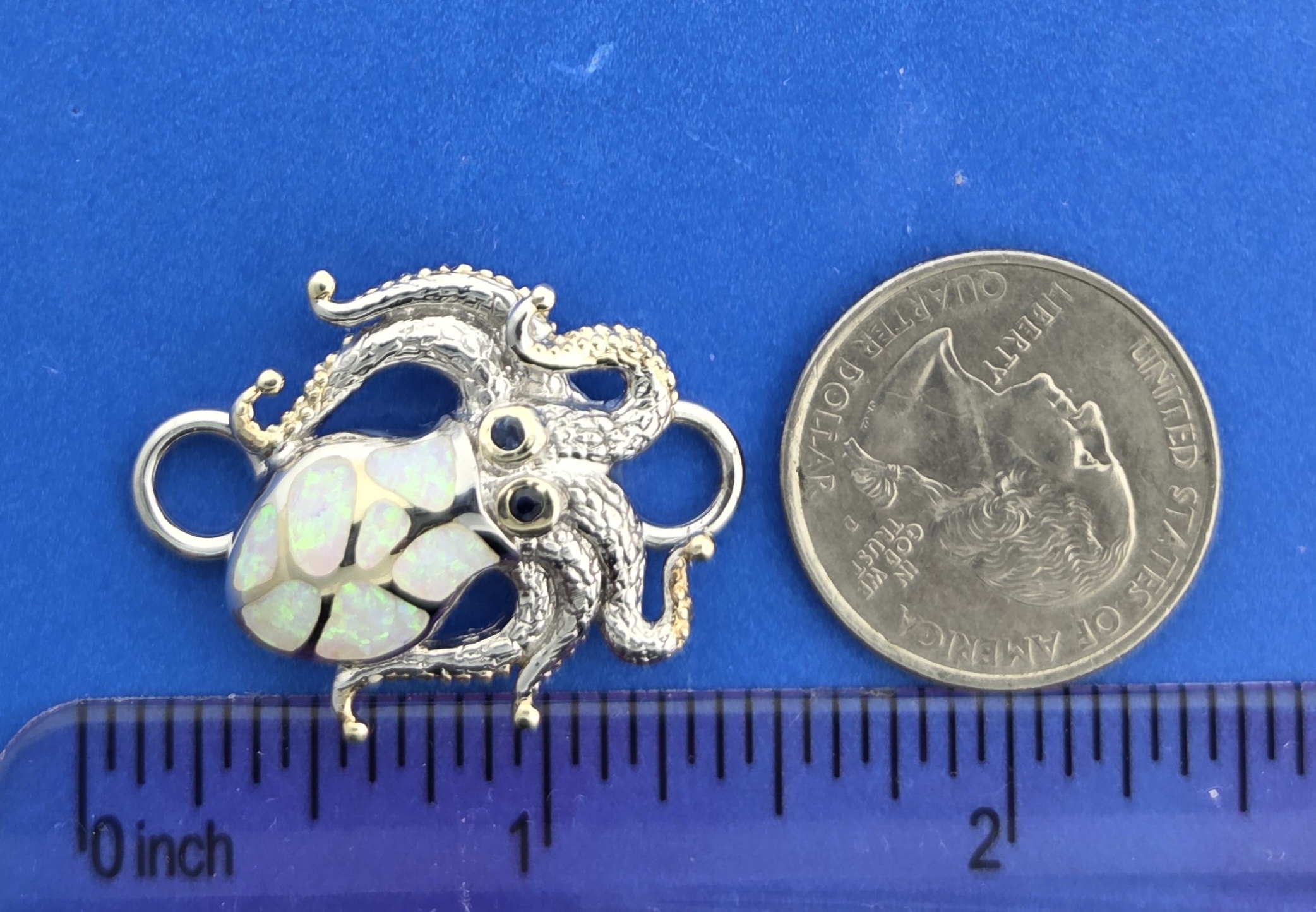 Kovel Octopus Bracelet Topper, Sterling Silver & Opal 3 Kovel Octopus Bracelet Topper, Sterling Silver & Opal - Image 3