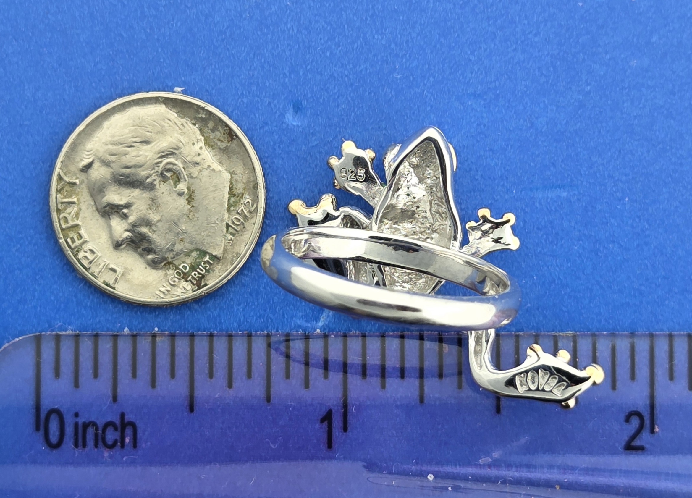 Kovel Tree Frog Ring, Sterling Silver & Opal 6 Kovel Tree Frog Ring, Sterling Silver & Opal - Image 6