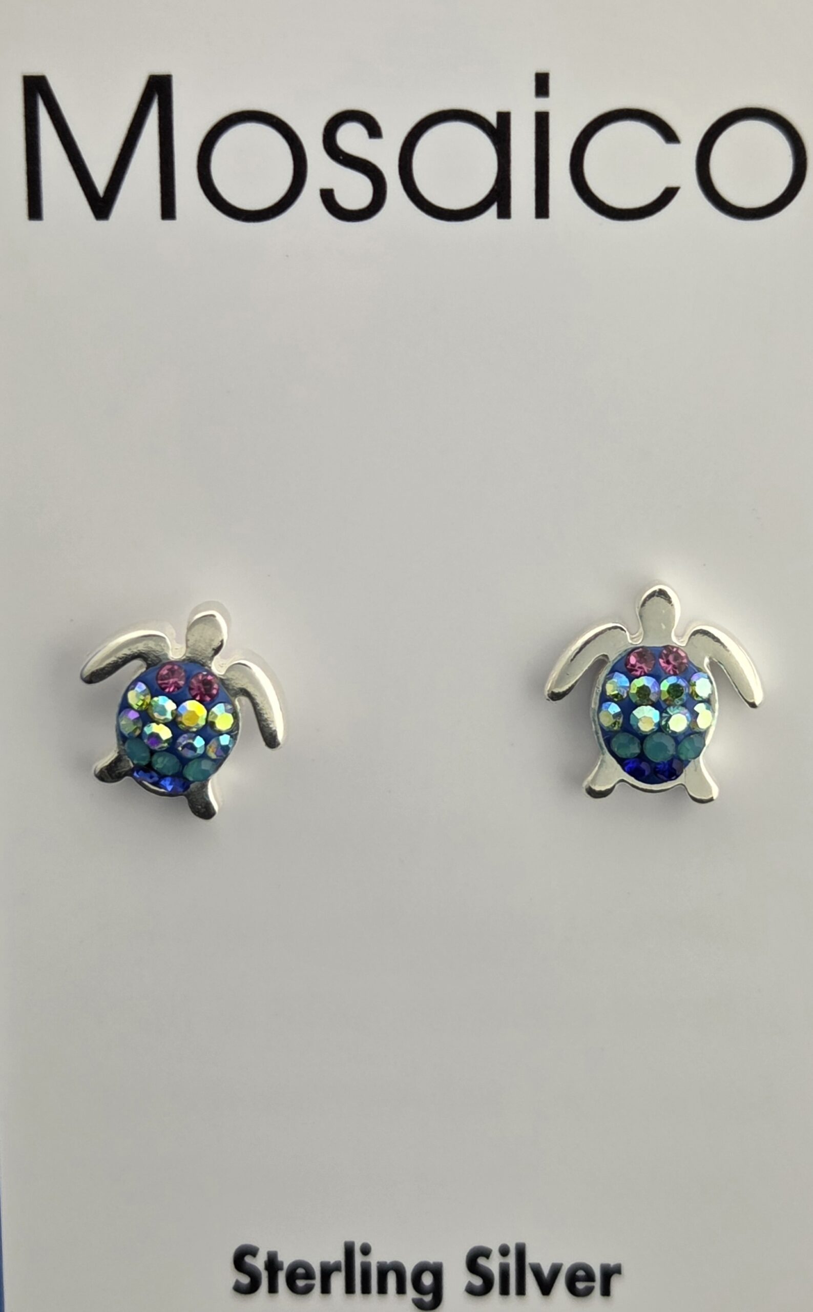 Mosaico Sea Turtle Post Earrings, Sterling Silver 1 Mosaico Sea Turtle Post Earrings, Sterling Silver