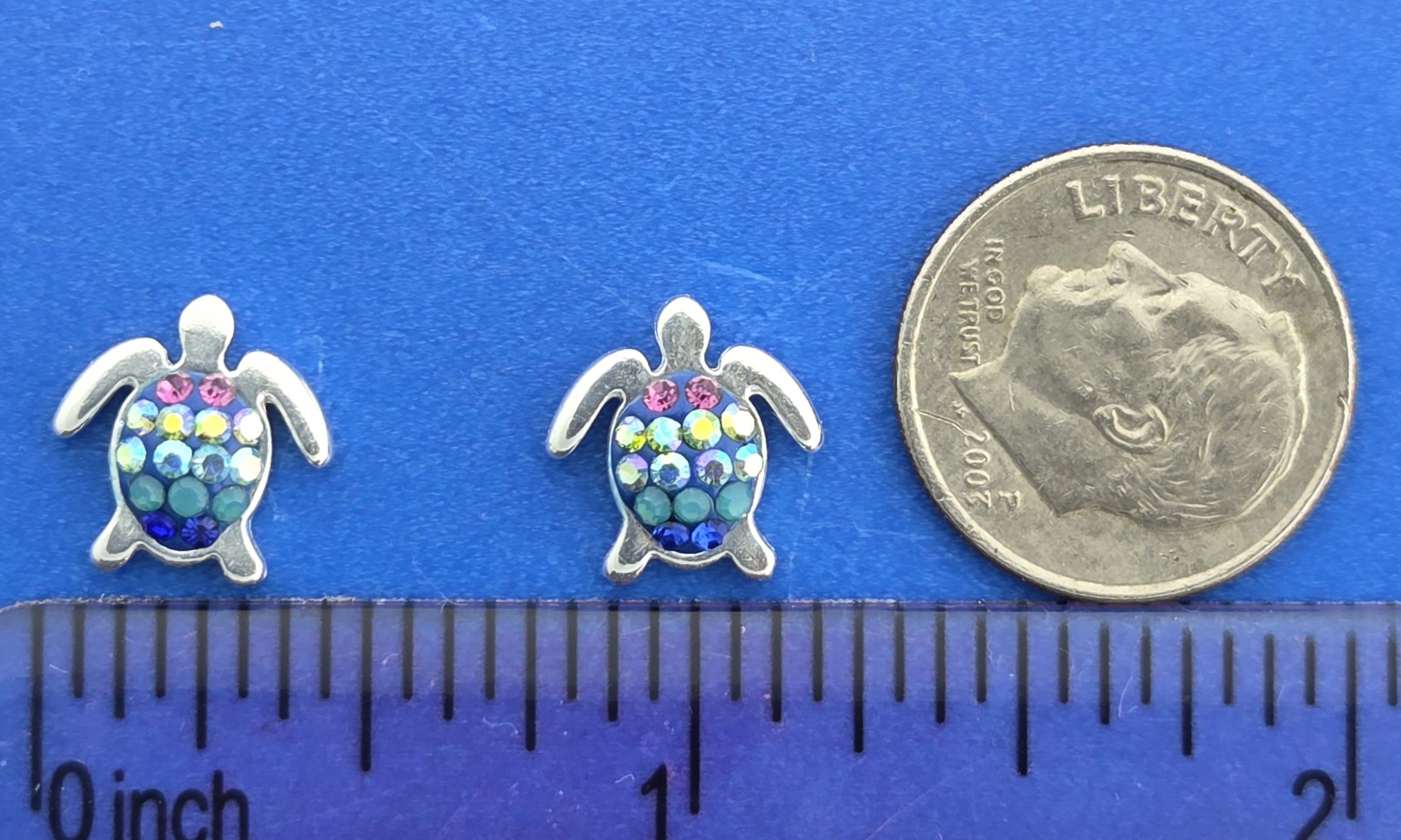 Mosaico Sea Turtle Post Earrings, Sterling Silver 5 Mosaico Sea Turtle Post Earrings, Sterling Silver - Image 5