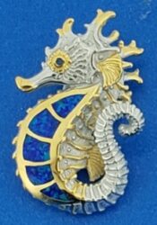 kovel crowned seahorse pendant sterling silver & opals