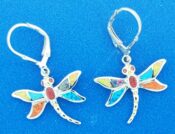 dragonfly dangle lever back sterling silver earrings