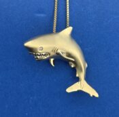 Steven Douglas Great White Shark Pendant, 14K