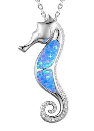 seahorse pendant sterling silver & opals