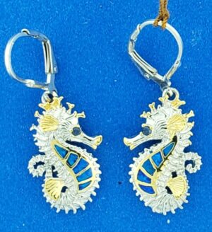 seahorse dangle opal earrings sterling silver