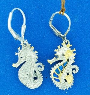 seahorse dangle opal earrings sterling silver