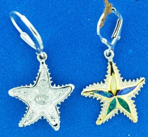 sterling silver kovel opal starfish dangle earrings