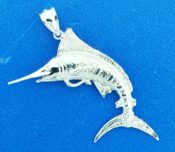 sterling silver 3d marlin pendant