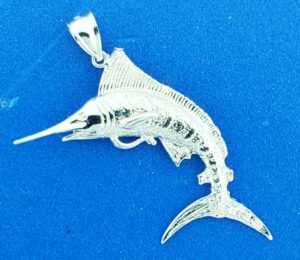 sterling silver 3d marlin pendant