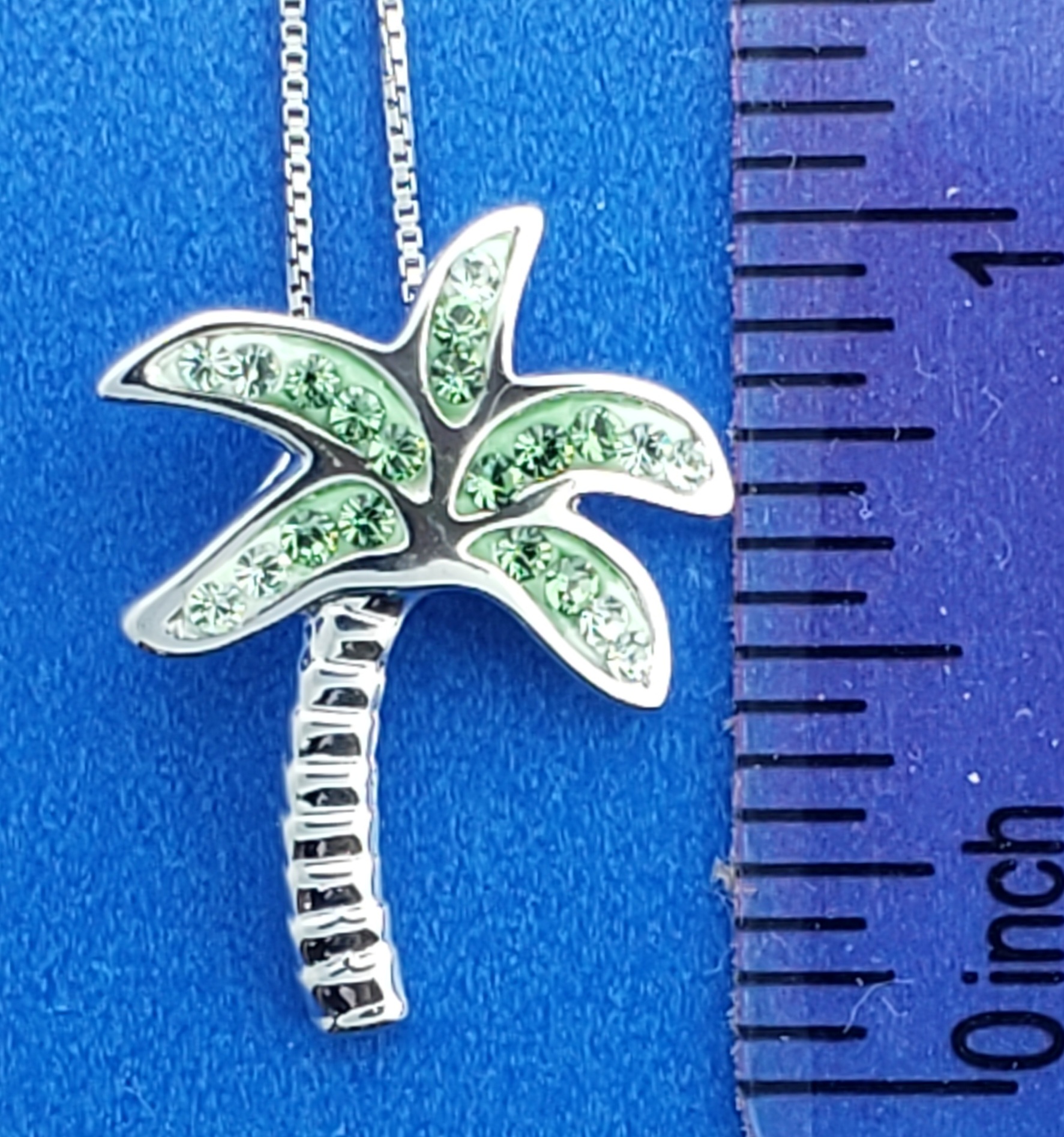 Palm Tree Pendant, Sterling Silver & Crystals 4 Palm Tree Pendant, Sterling Silver & Crystals - Image 4