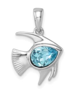 sterling silver and crystal angel fish pendant