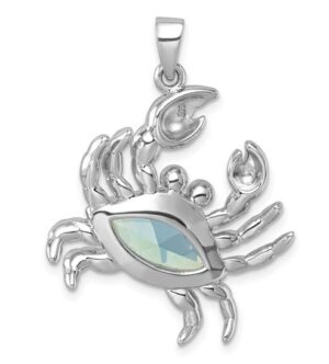 sterling silver blue crab pendant sterling silver & blue cz
