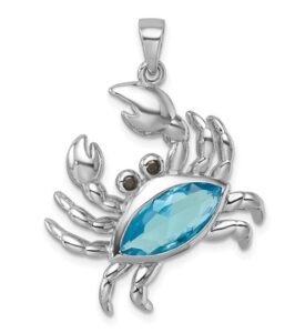 sterling silver blue crab pendant sterling silver & blue cz