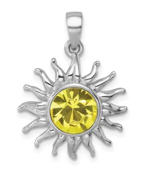 sterling silver sun crystal pendant