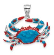 sterling silver blue crab enamel pendant