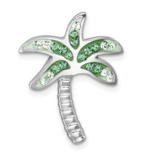 sterling silver palm tree crystal pendant