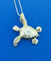 Kovel Sea Turtle Pendant, Sterling Silver & Mother of Pearl