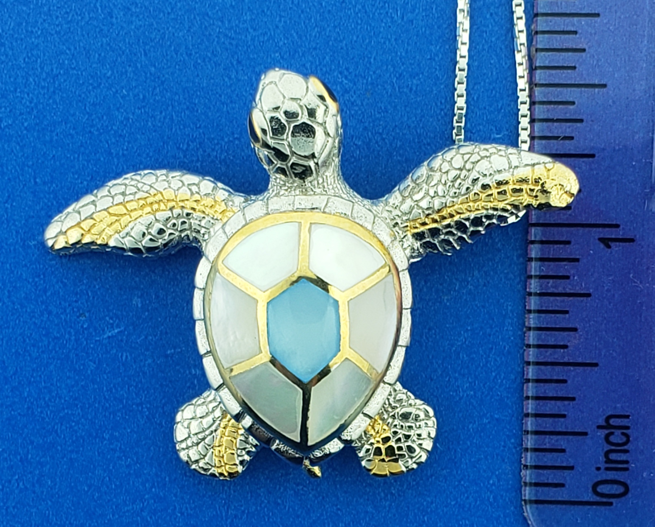 Kovel Sea Turtle Pendant, Sterling Silver & Mother of Pearl 6 Kovel Sea Turtle Pendant, Sterling Silver & Mother of Pearl - Image 6