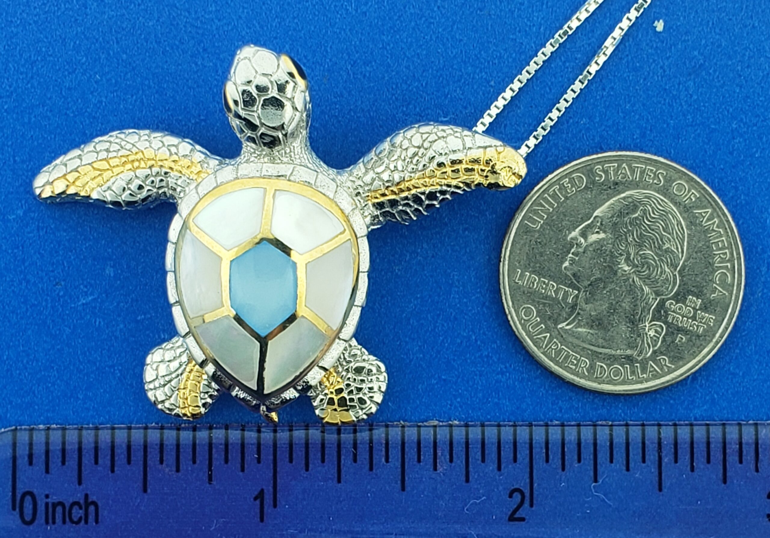Kovel Sea Turtle Pendant, Sterling Silver & Mother of Pearl 5 Kovel Sea Turtle Pendant, Sterling Silver & Mother of Pearl - Image 5