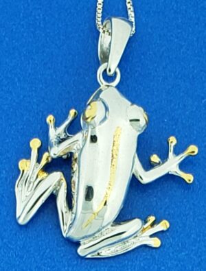 sterling silver tree frog 2d pendant