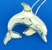 Kovel Dolphin Pendant/Slide, Sterling Silver & Mother of Pearl