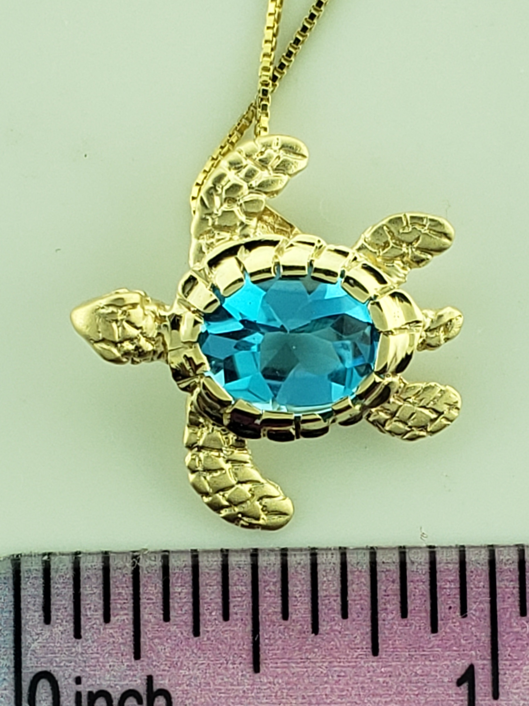 Steven Douglas Sea Turtle Pendant, 14K & Blue Topaz 6 Steven Douglas Sea Turtle Pendant, 14K & Blue Topaz - Image 6