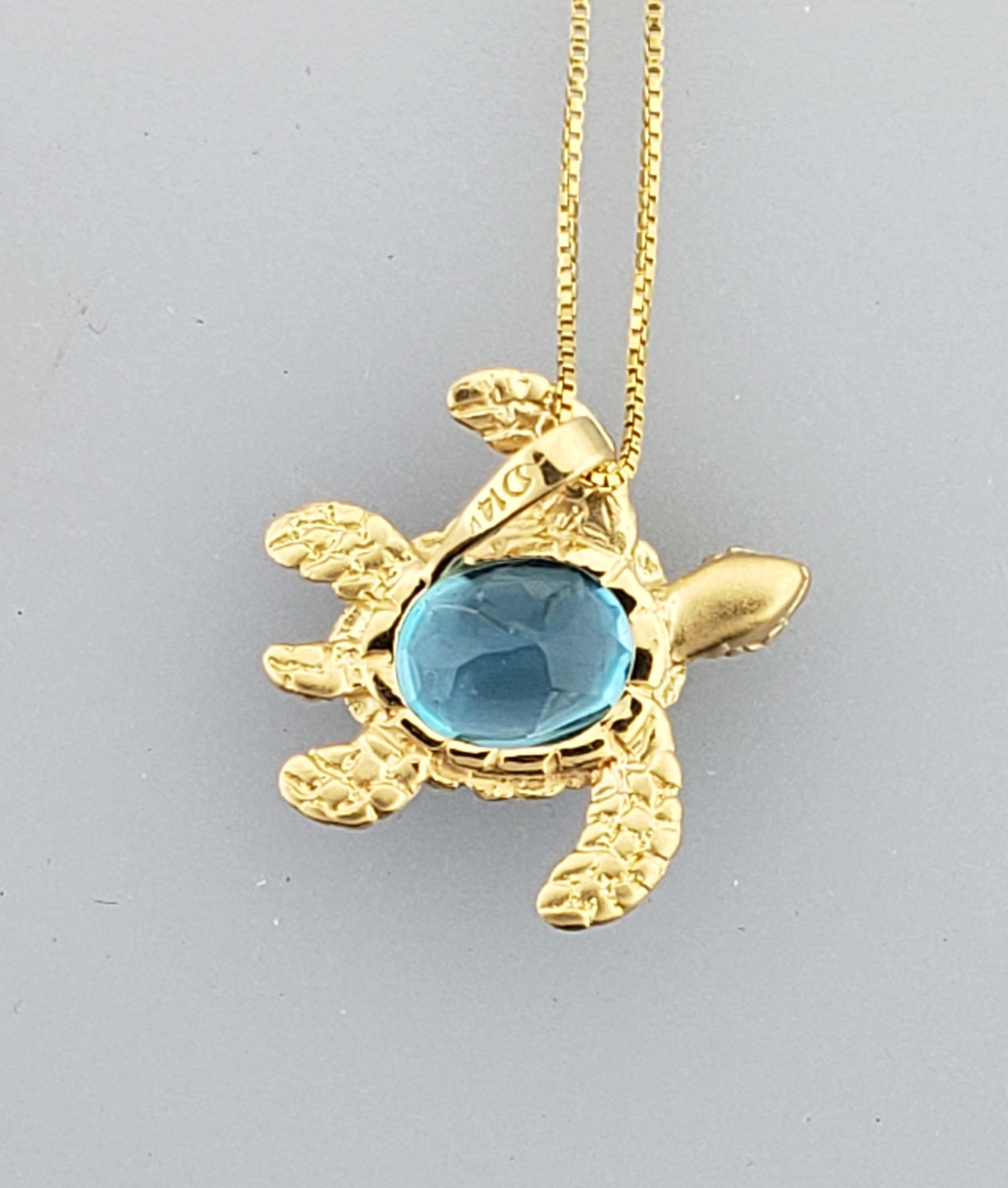 Steven Douglas Sea Turtle Pendant, 14K & Blue Topaz 8 Steven Douglas Sea Turtle Pendant, 14K & Blue Topaz - Image 8