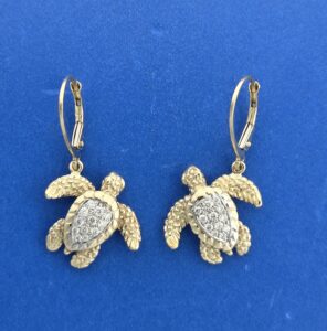 Steven Douglas Sea Turtle Diamond Earrings, 14k