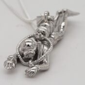 Scuba Diver Female Pendant, Sterling Silver