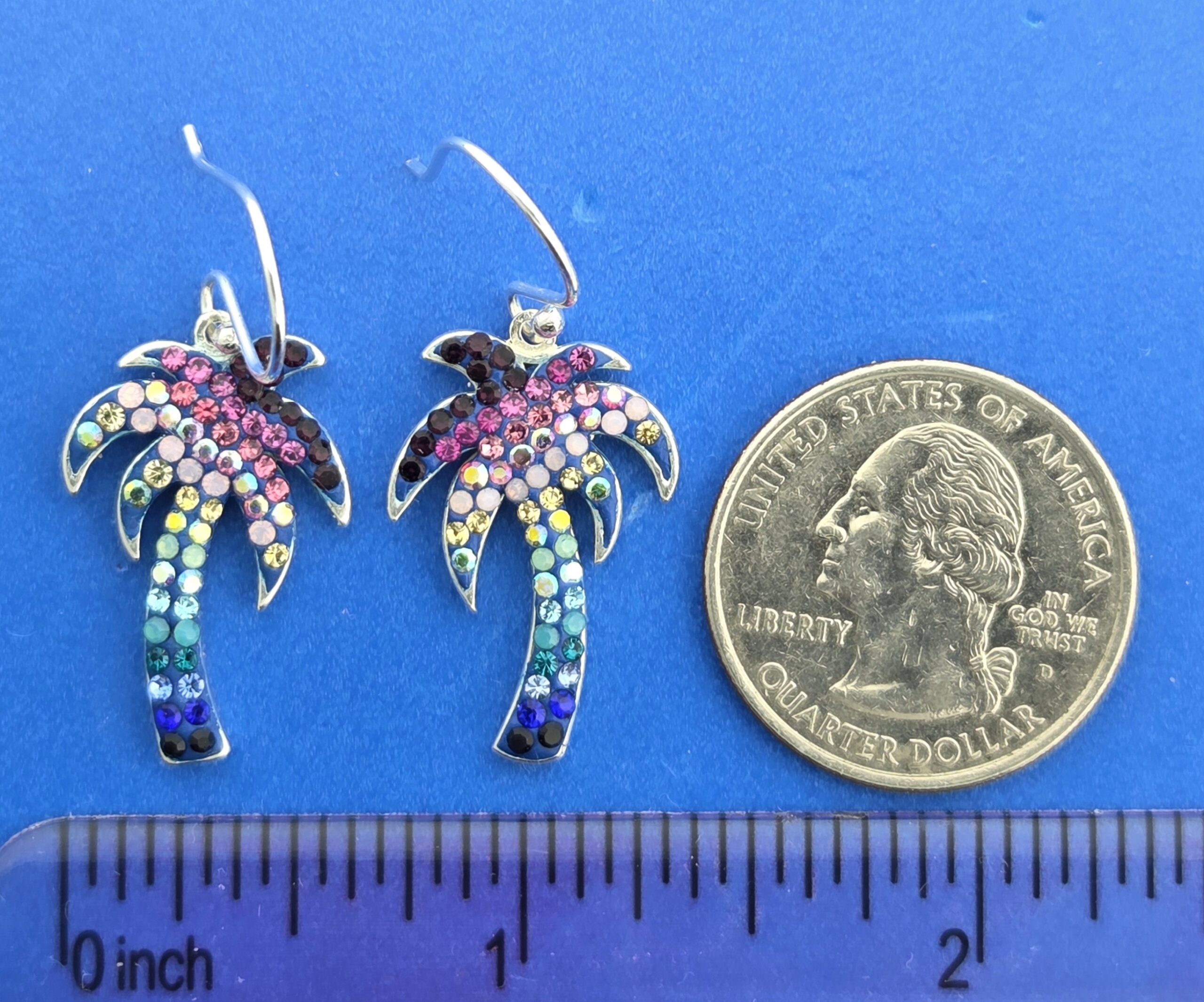 Mosaico Palm Tree Earrings, Sterling Silver 5 Mosaico Palm Tree Earrings, Sterling Silver - Image 5