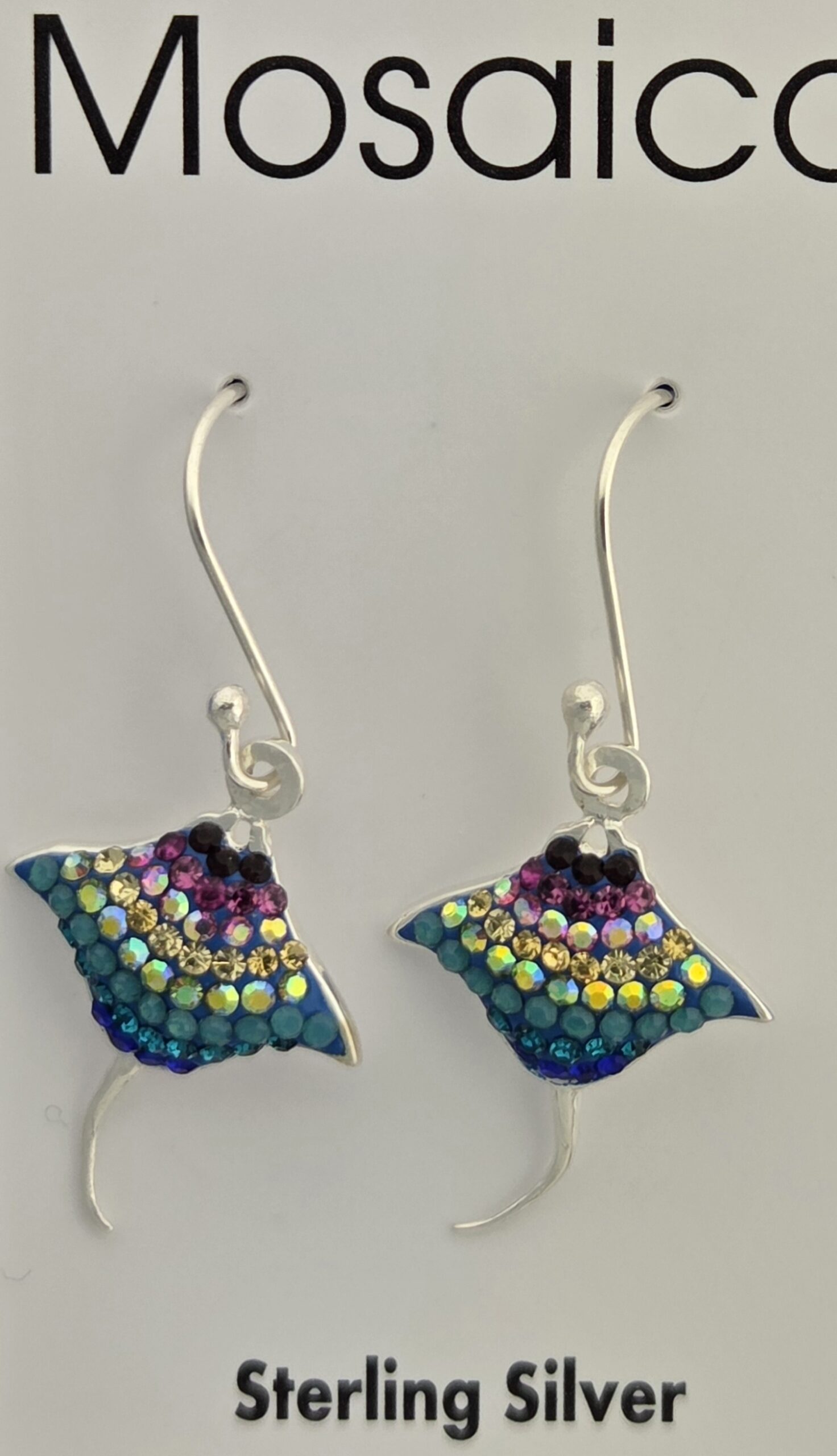 Mosaico Flying Manta Ray Earrings, Sterling Silver 1 Mosaico Flying Manta Ray Earrings, Sterling Silver