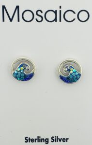 Mosaico Wave Post Earrings, Sterling Silver