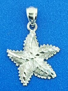 Starfish Diamond-Cut Pendant, 14K White Gold