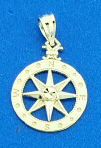Compass Rose Pendant, 14K Yellow Gold, Small