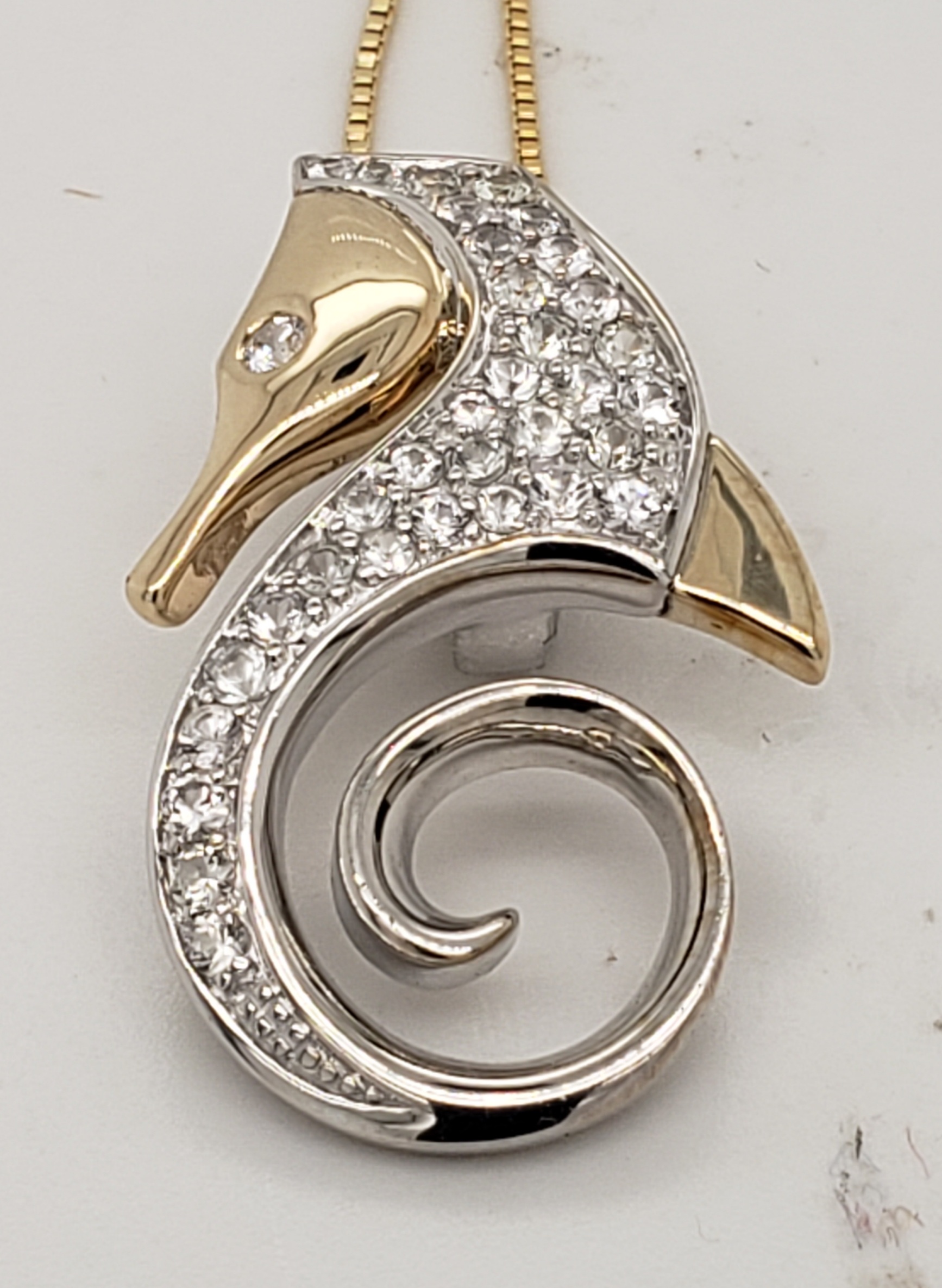 Steven Douglas Seahorse Slide Pendant, Sterling Silver/14K 1 Steven Douglas Seahorse Slide Pendant, Sterling Silver/14K