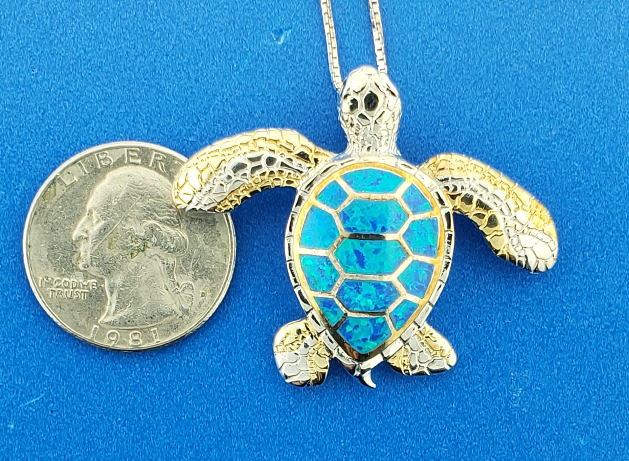 Kovel Sea Turtle Opal Pendant/Slide, Sterling Silver 6 Kovel Sea Turtle Opal Pendant/Slide, Sterling Silver - Image 6