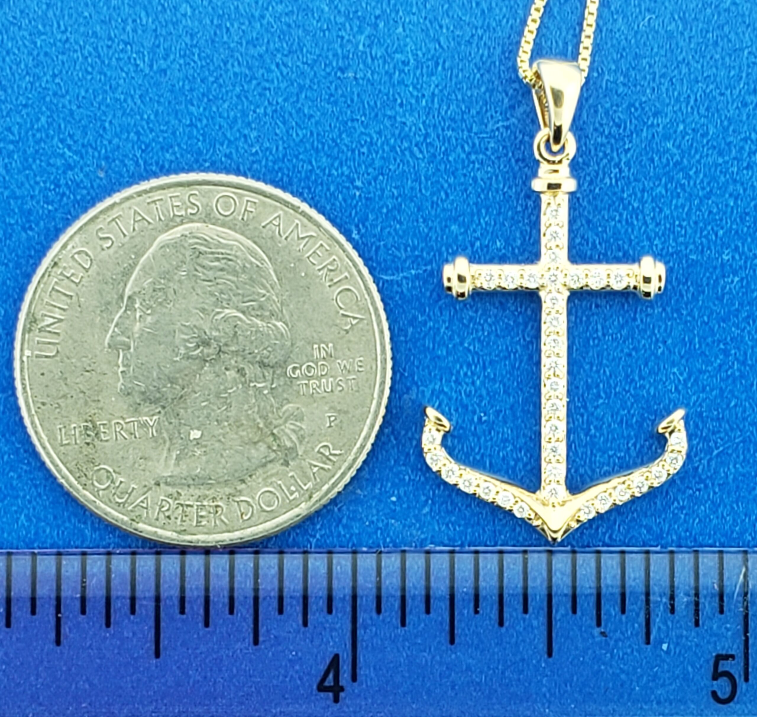 Anchor Pendant, 14K & Diamonds 3 Anchor Pendant, 14K & Diamonds - Image 3