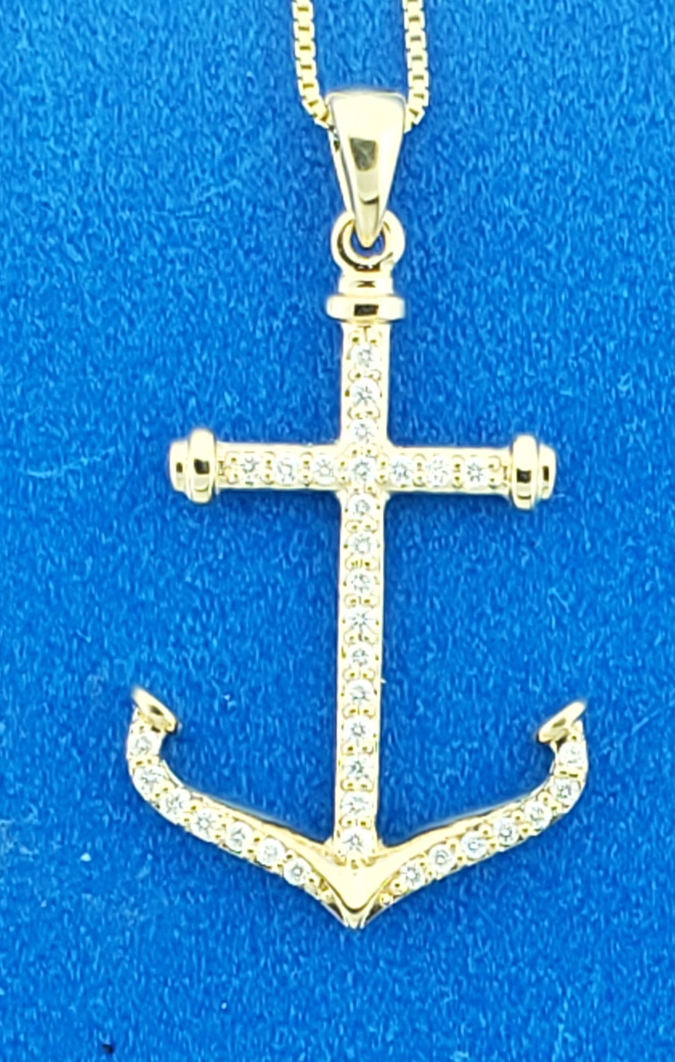 Anchor Pendant, 14K & Diamonds 1 Anchor Pendant, 14K & Diamonds