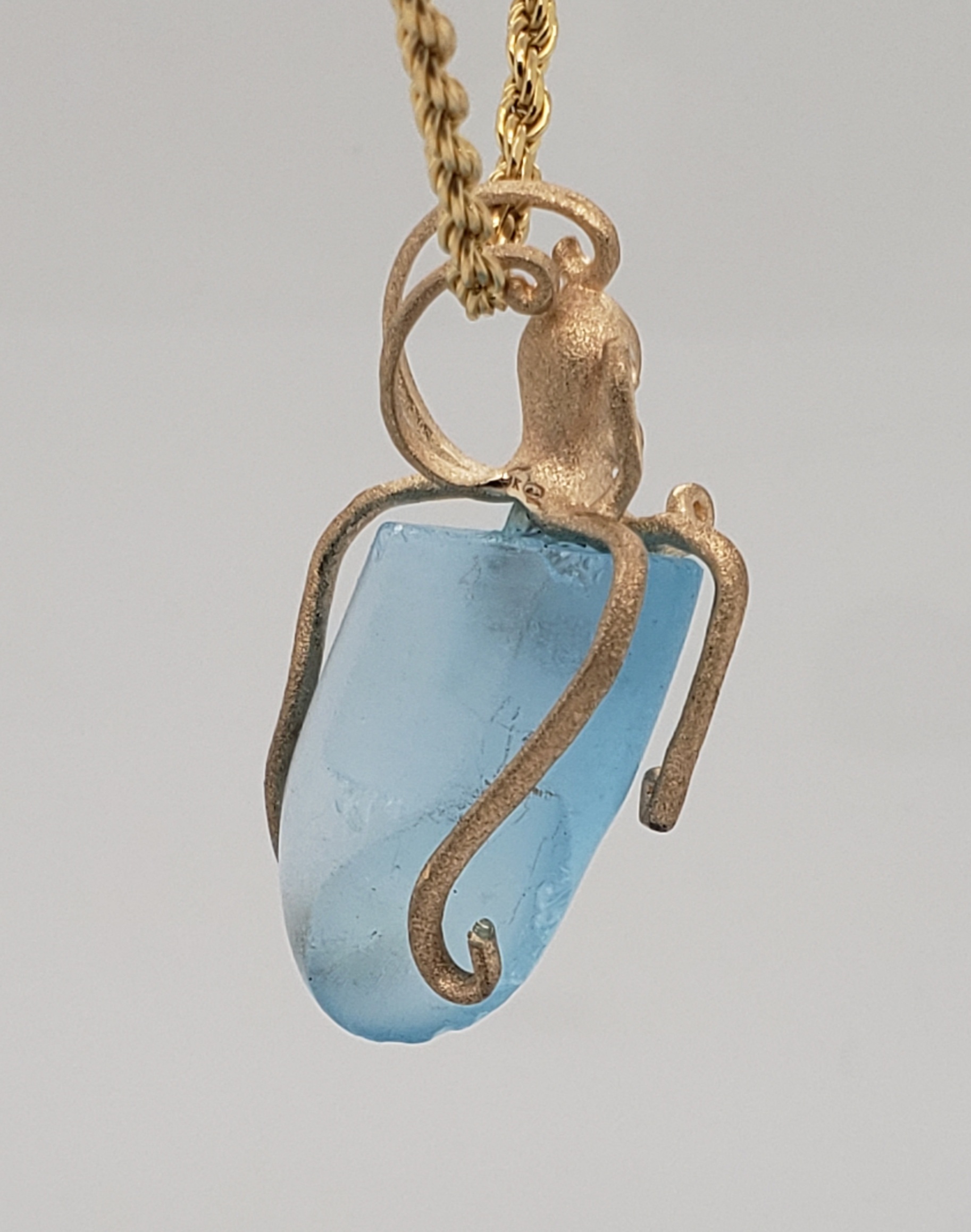 Denny Wong Octopus Pendant, 14K Yellow Gold & Blue Topaz 5 Denny Wong Octopus Pendant, 14K Yellow Gold & Blue Topaz - Image 5