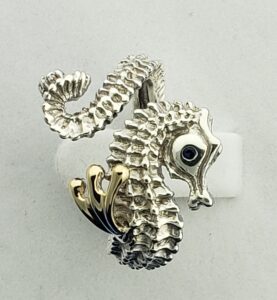 Steven Douglas Seahorse Wrap Ring, Sterling Silver & 14K