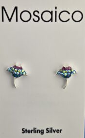 Mosaico Manta Ray Earrings, Sterling Silver