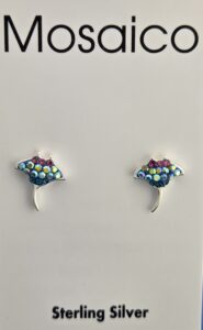 Mosaico Manta Ray Earrings, Sterling Silver