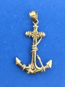 Anchor 3D Pendant, 14K Gold