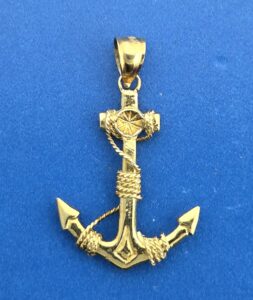 Anchor 3D Pendant, 14K