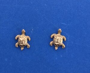 Sea Turtle Post Earrings, 14k Rose Gold