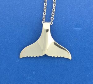Whale Tail Pendant, Sterling Silver