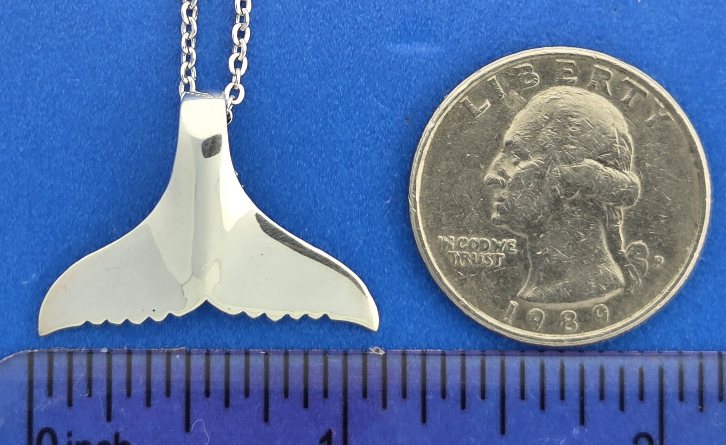 Whale Tail Pendant, Sterling Silver 3 Whale Tail Pendant, Sterling Silver - Image 3