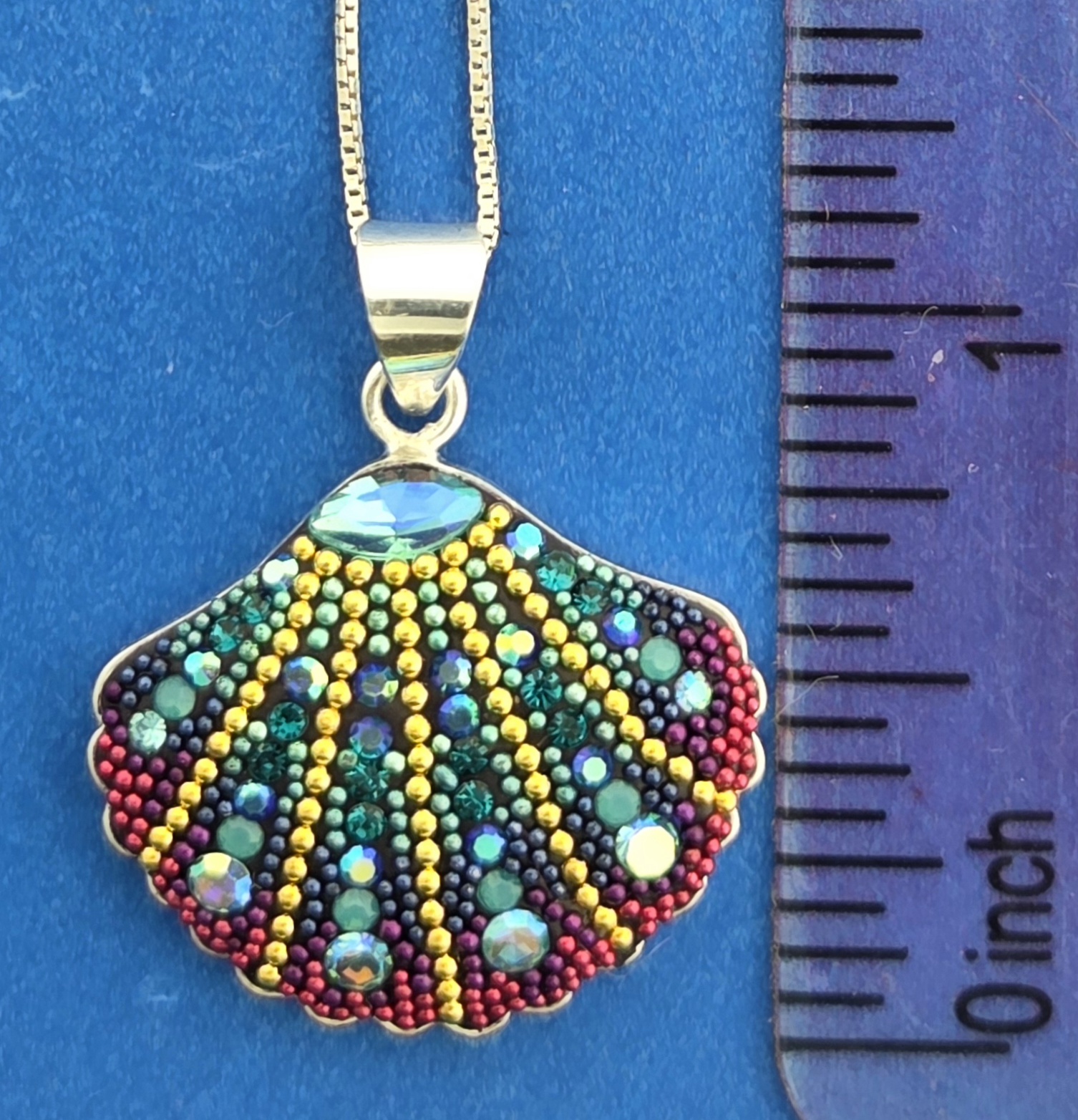 Mosaico Scallop Shell Pendant, Sterling Silver 5 Mosaico Scallop Shell Pendant, Sterling Silver - Image 5