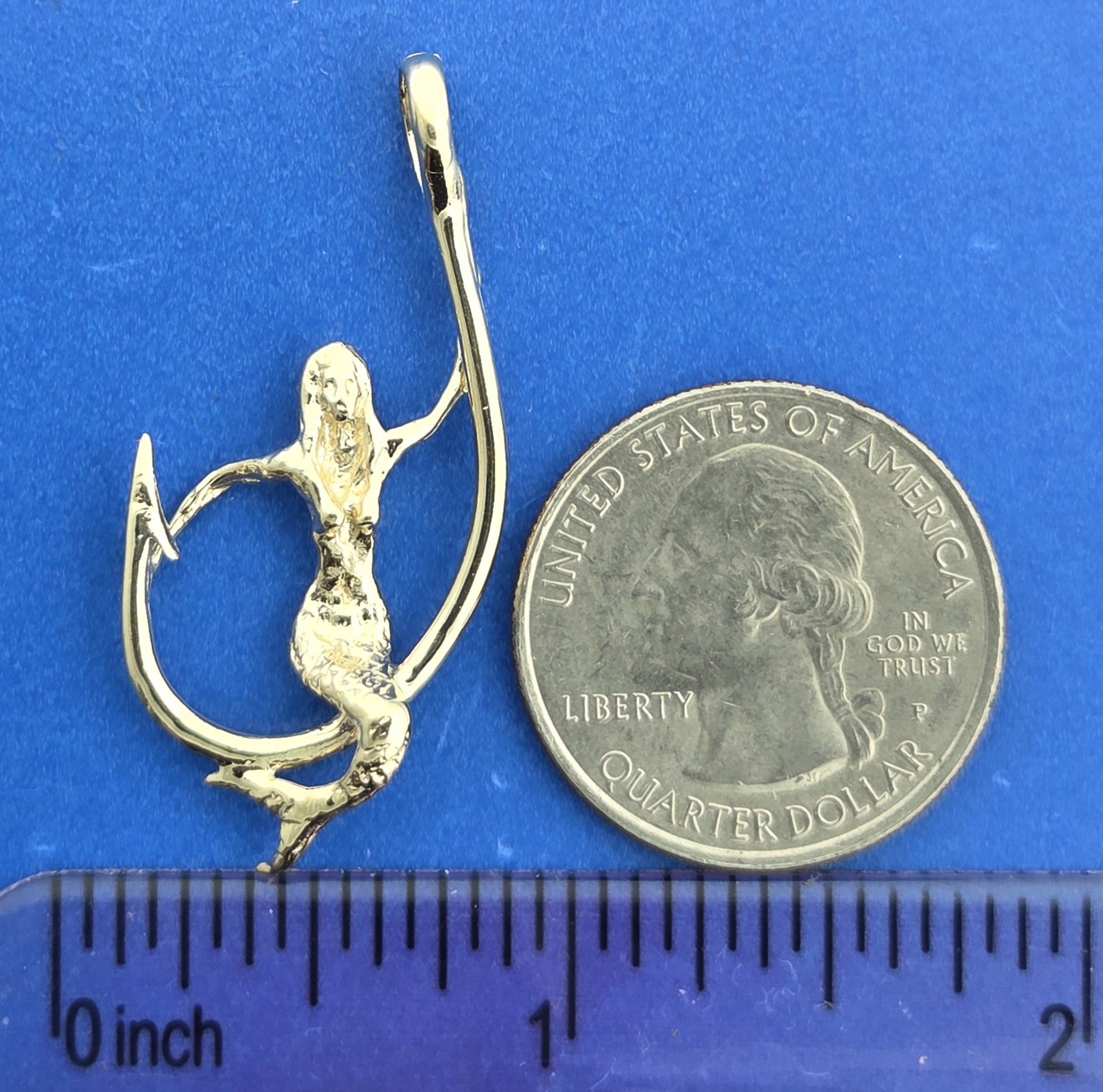 Mermaid Fishhook Pendant, 14K 3 Mermaid Fishhook Pendant, 14K - Image 3